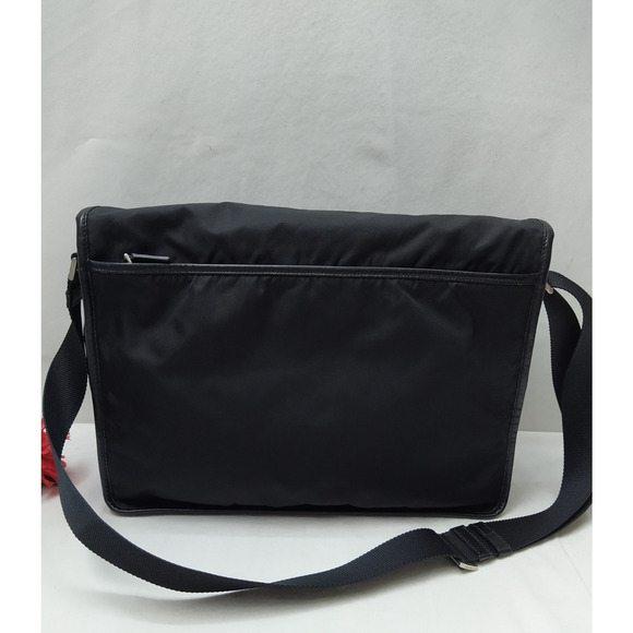 Prada Black Nylon Double Pushlock Flap Closure Messenger Crossbody Bag - Picture 2 of 16
